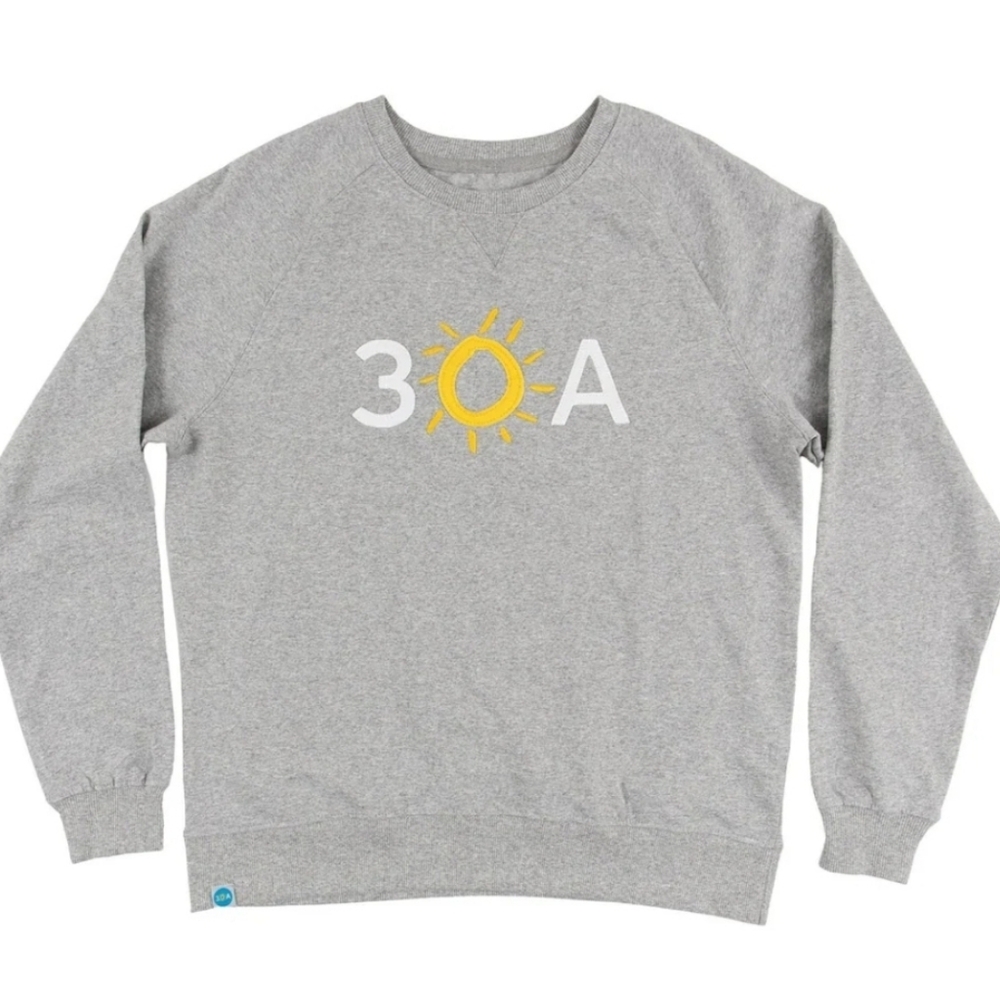 30A Block Logo Applique Recycled Crewbeck Sweatshirt Gray Small